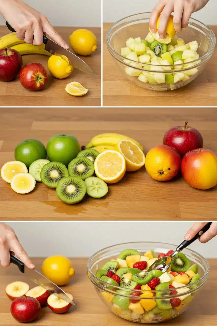 Step-by-step guide to making easy fruit salad from washing to serving