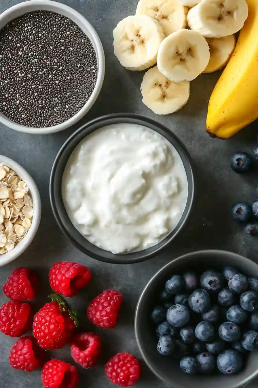 banana-berry-protein-smoothie-ingredients Ingredients for banana berry protein smoothie