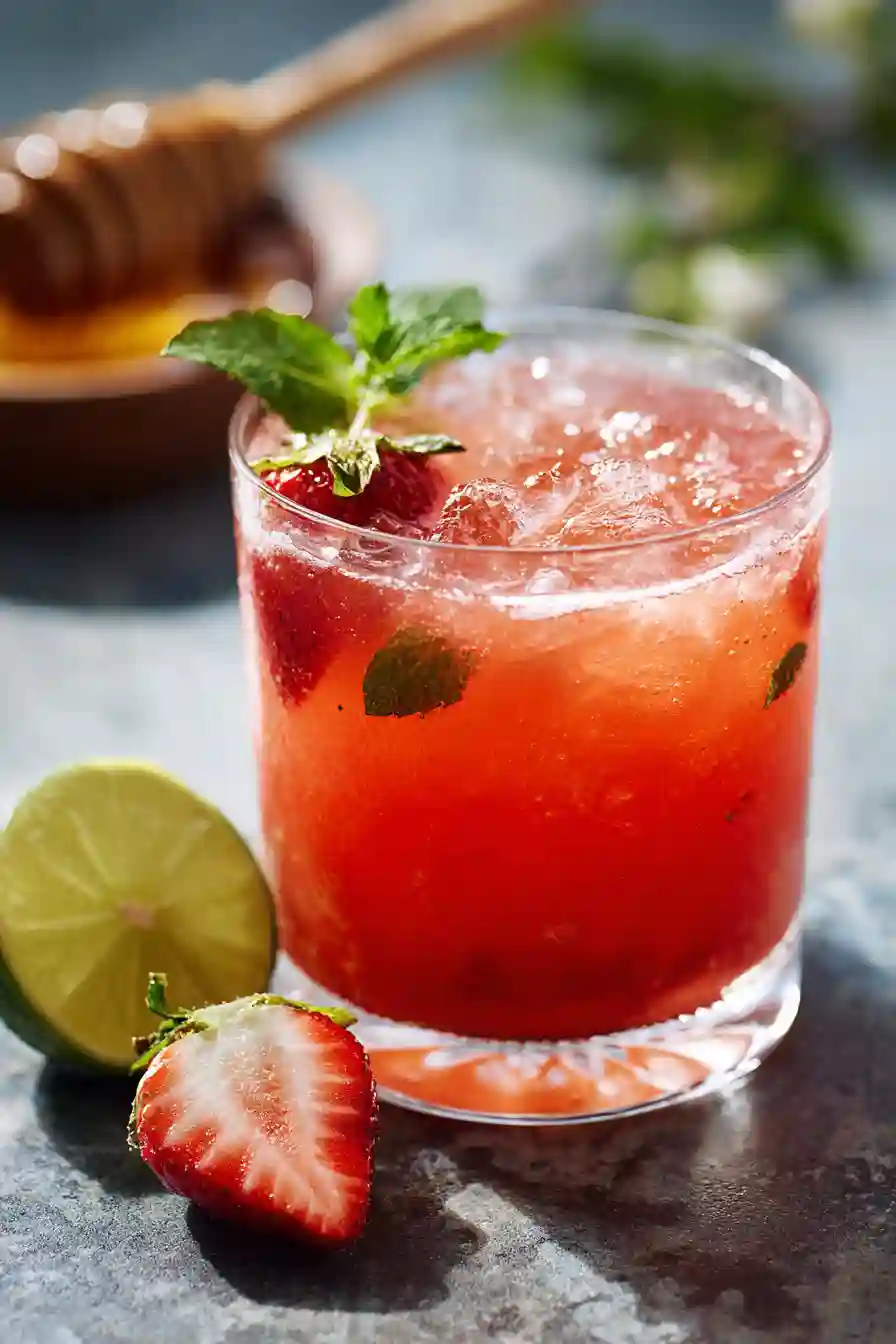 skinny-strawberry-margarita-glass Skinny strawberry margarita with fresh mint and lime